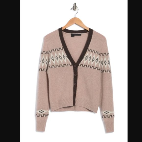 360 CashmereAura Cashmere Cropped Fair Cardigan